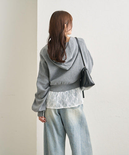 連帽針織短款衛衣