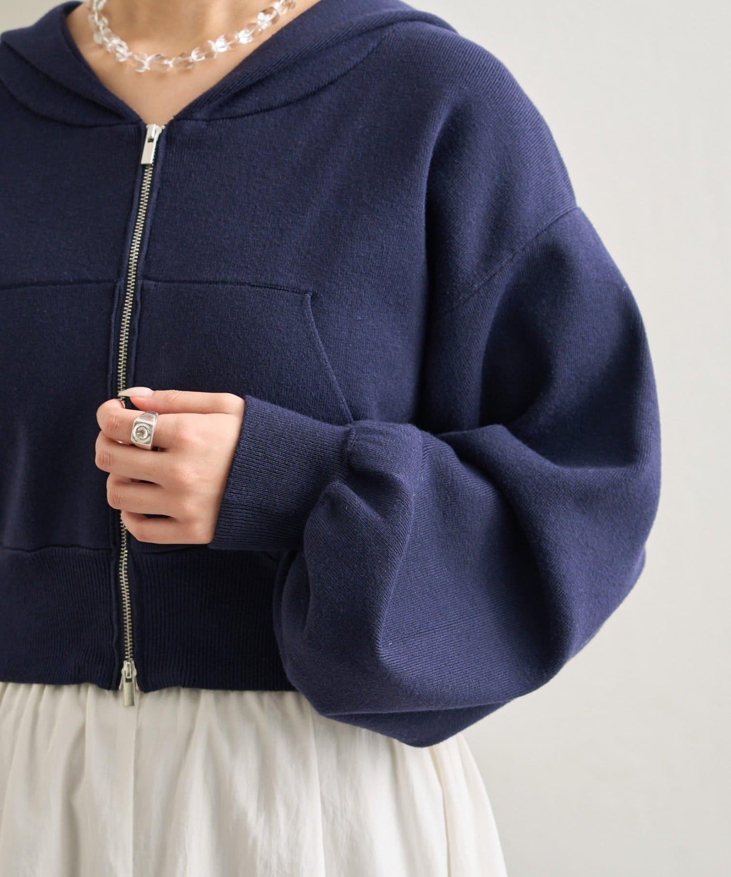 連帽針織短款衛衣