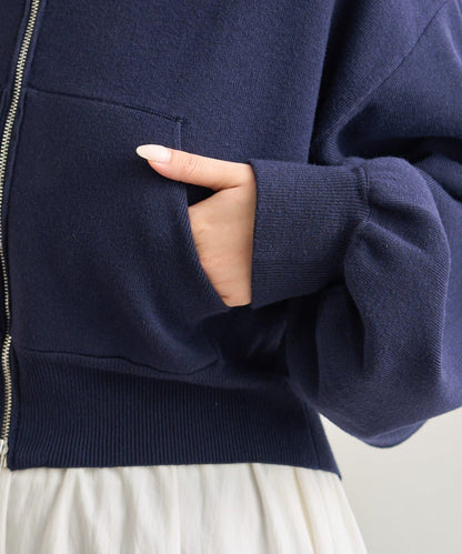 連帽針織短款衛衣