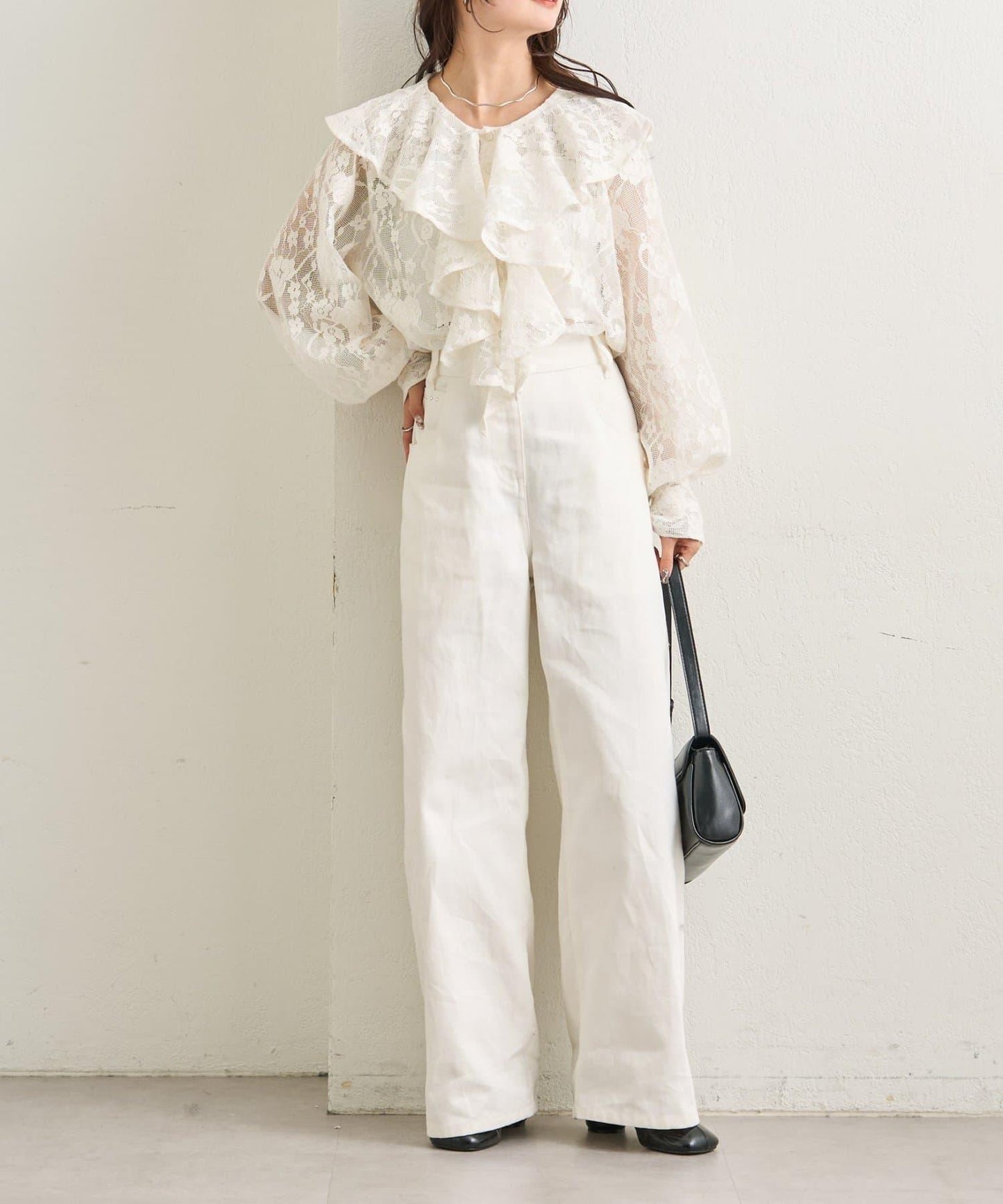 荷葉邊領口襯衫