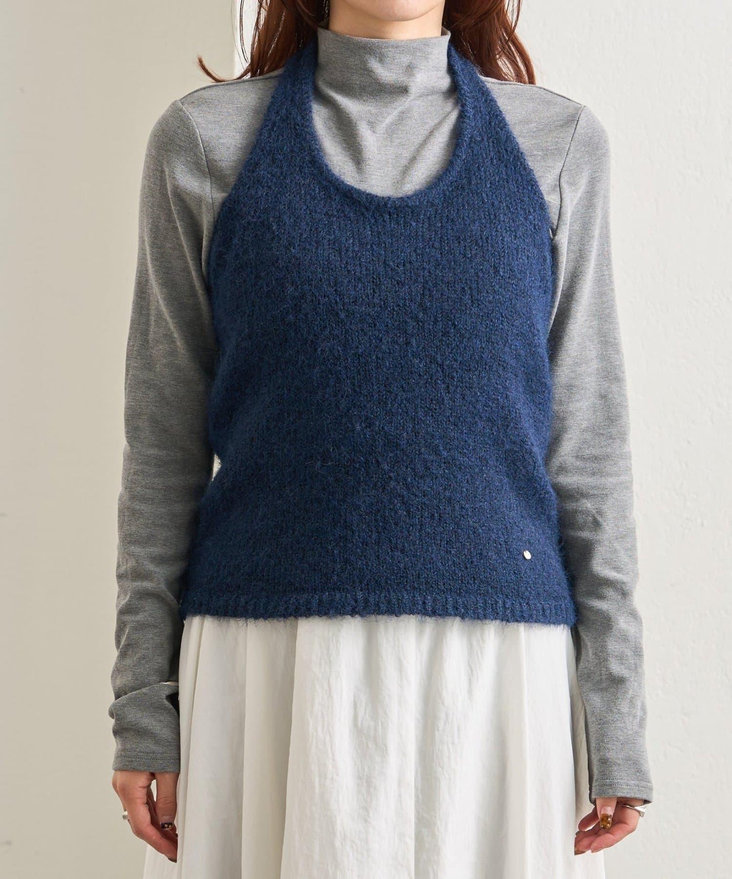 蓬鬆感掛脖針織背心