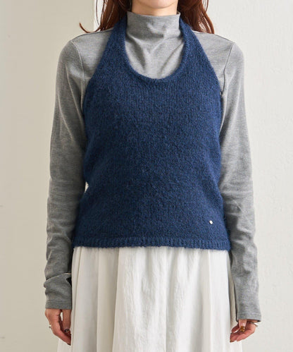 蓬鬆感掛脖針織背心