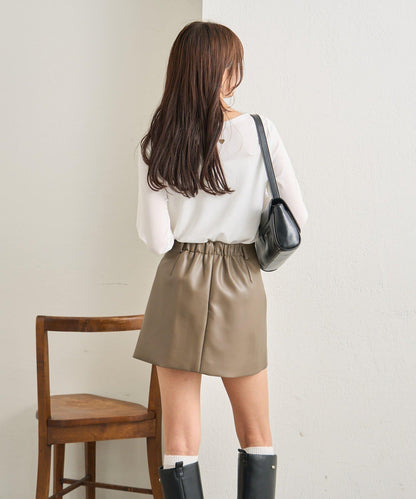 【推薦成套穿著◎】仿皮迷你裙