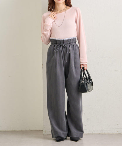 下襬褶皺透視長袖T恤