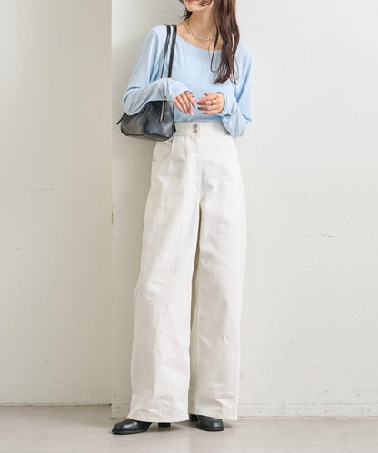 下襬褶皺透視長袖T恤