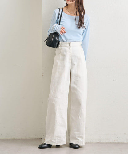 下襬褶皺透視長袖T恤