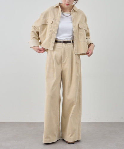 【SHENERY】燈芯絨寬腿褲