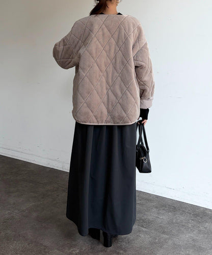 異材質拼接半拉鍊連衣裙