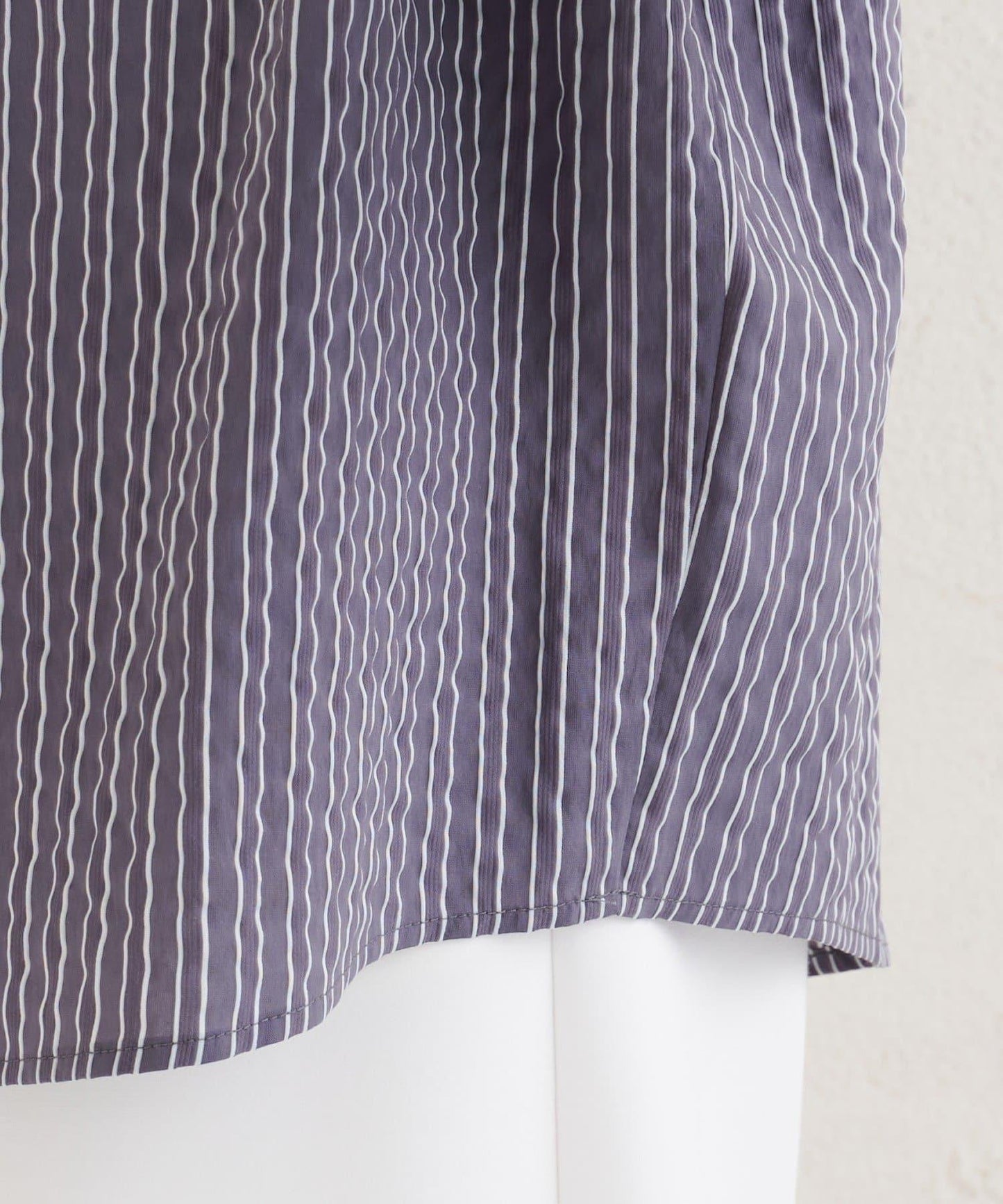 一字肩羅紋條紋襯衫