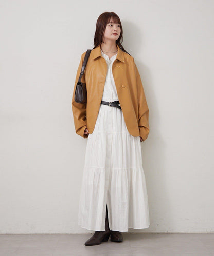 棉質荷葉邊連衣裙