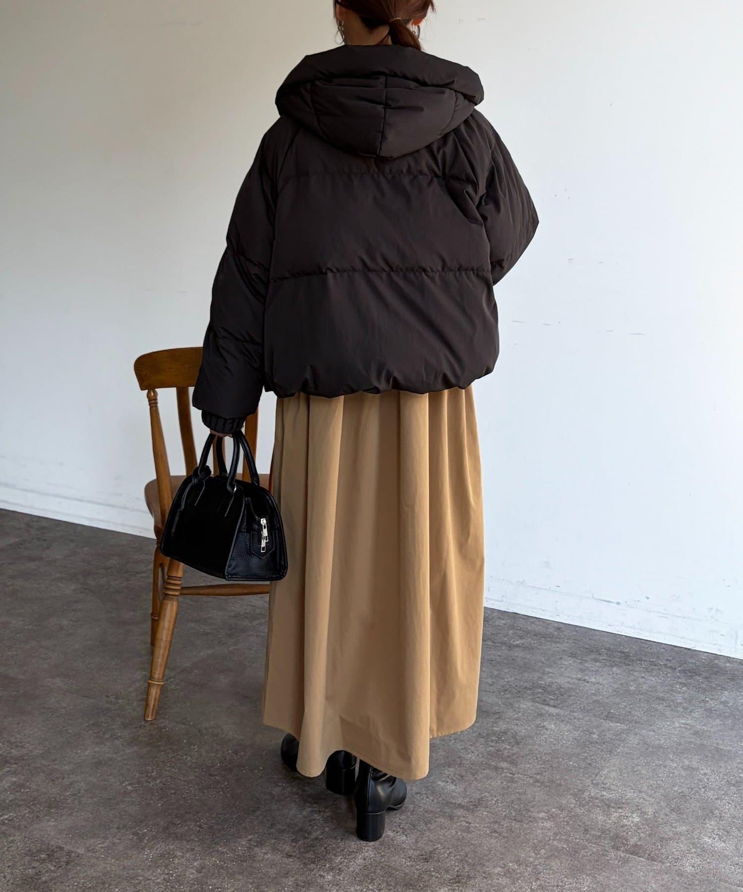 異材質拼接半拉鍊連衣裙