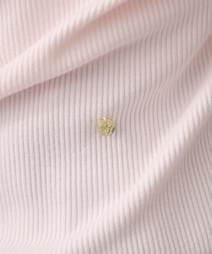 帶吊墜一字肩羅紋長袖T恤