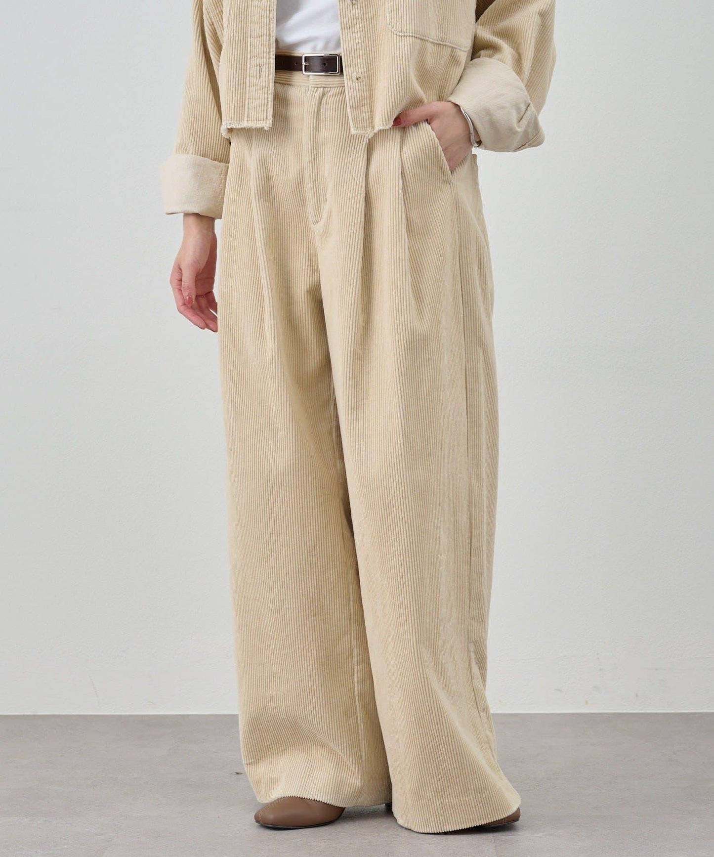 【SHENERY】燈芯絨寬腿褲