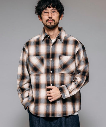 格子法蘭絨工裝襯衫