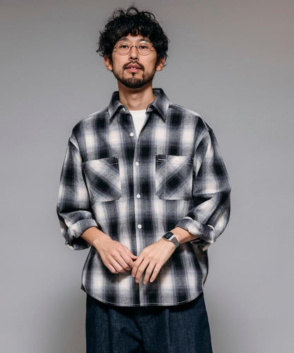 格子法蘭絨工裝襯衫