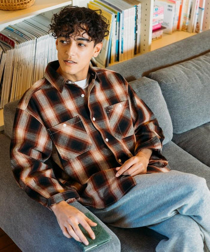 格子法蘭絨工裝襯衫