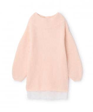 下襬蕾絲針織連衣裙【韓國時尚】