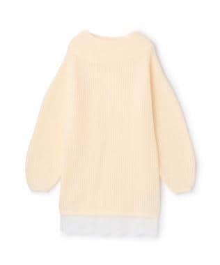 下襬蕾絲針織連衣裙【韓國時尚】