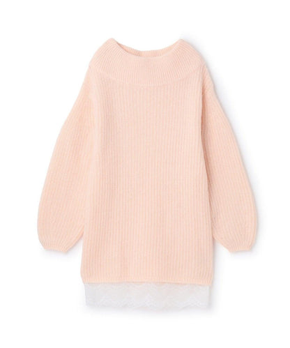 下襬蕾絲針織連衣裙【韓國時尚】