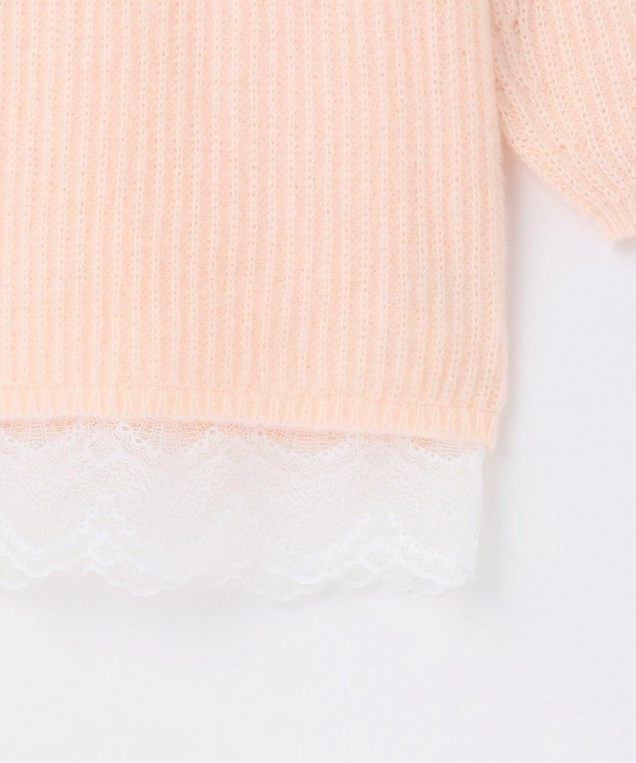 下襬蕾絲針織連衣裙【韓國時尚】