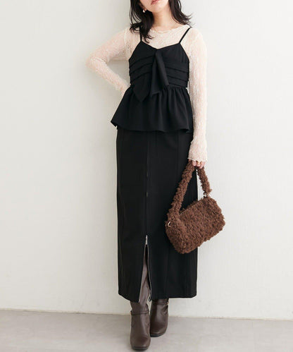 【natural couture】翻蓋口袋拉鍊半身裙