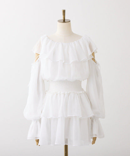 荷葉邊長款上衣