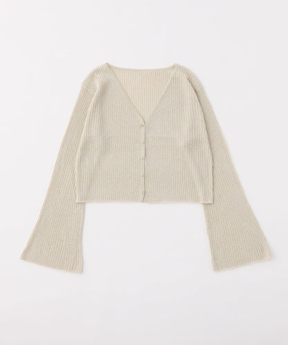 【one after another】珠飾紐扣亮絲透視開衫