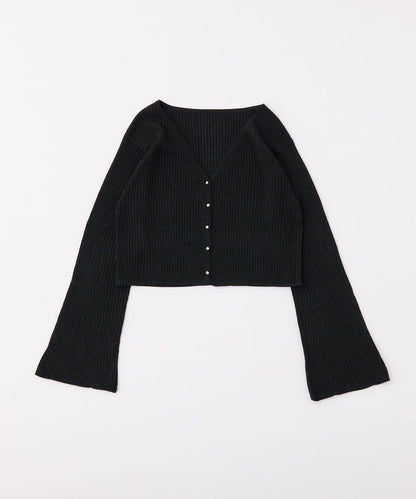 【one after another】珠飾紐扣亮絲透視開衫