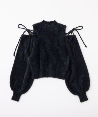 2way露肩長毛針織衫