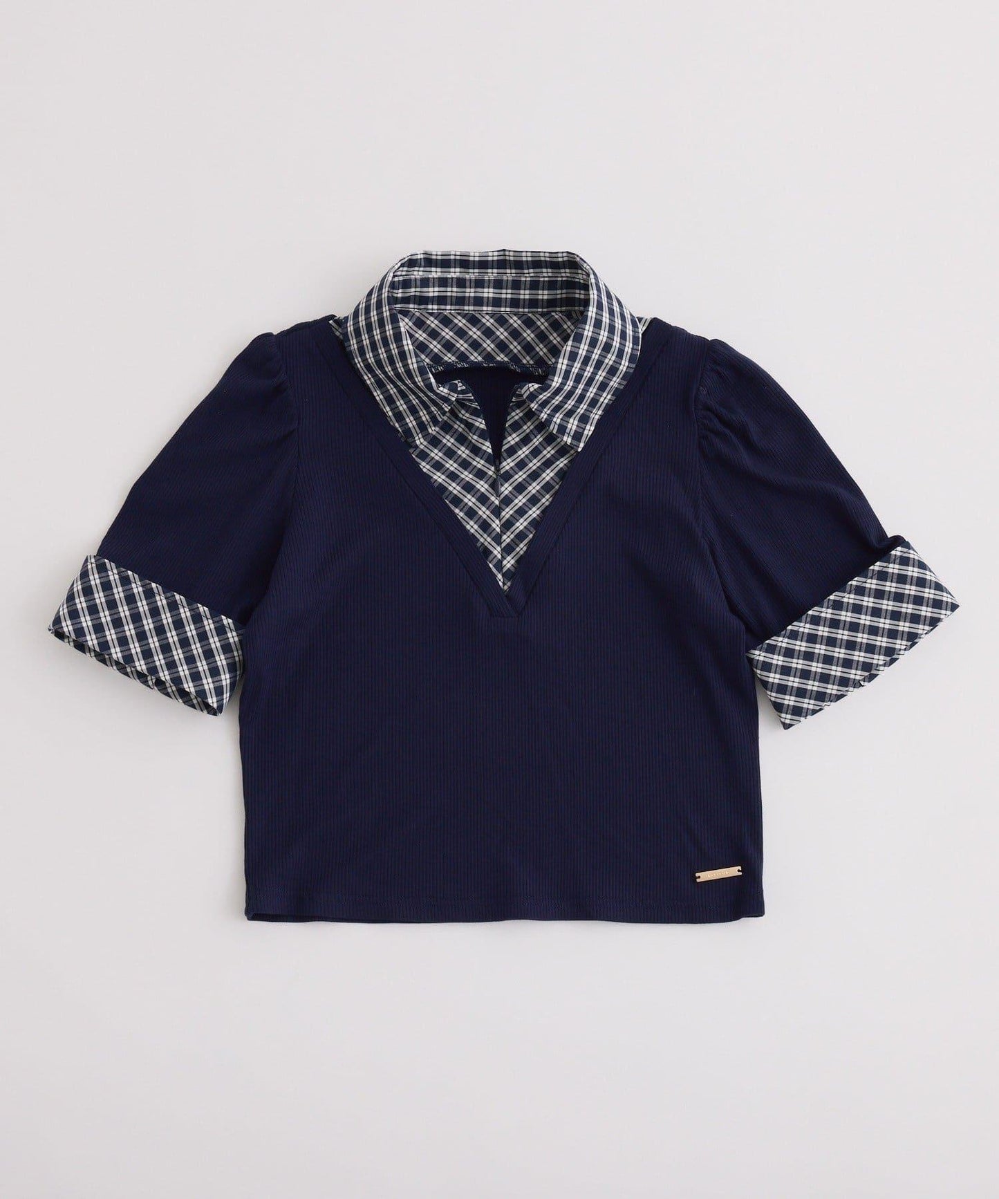 【one after another】拼接格紋上衣