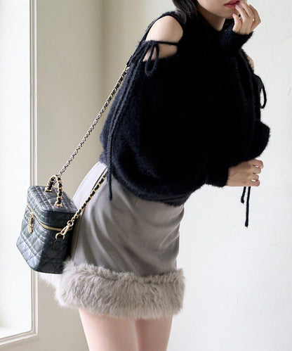 2way露肩長毛針織衫