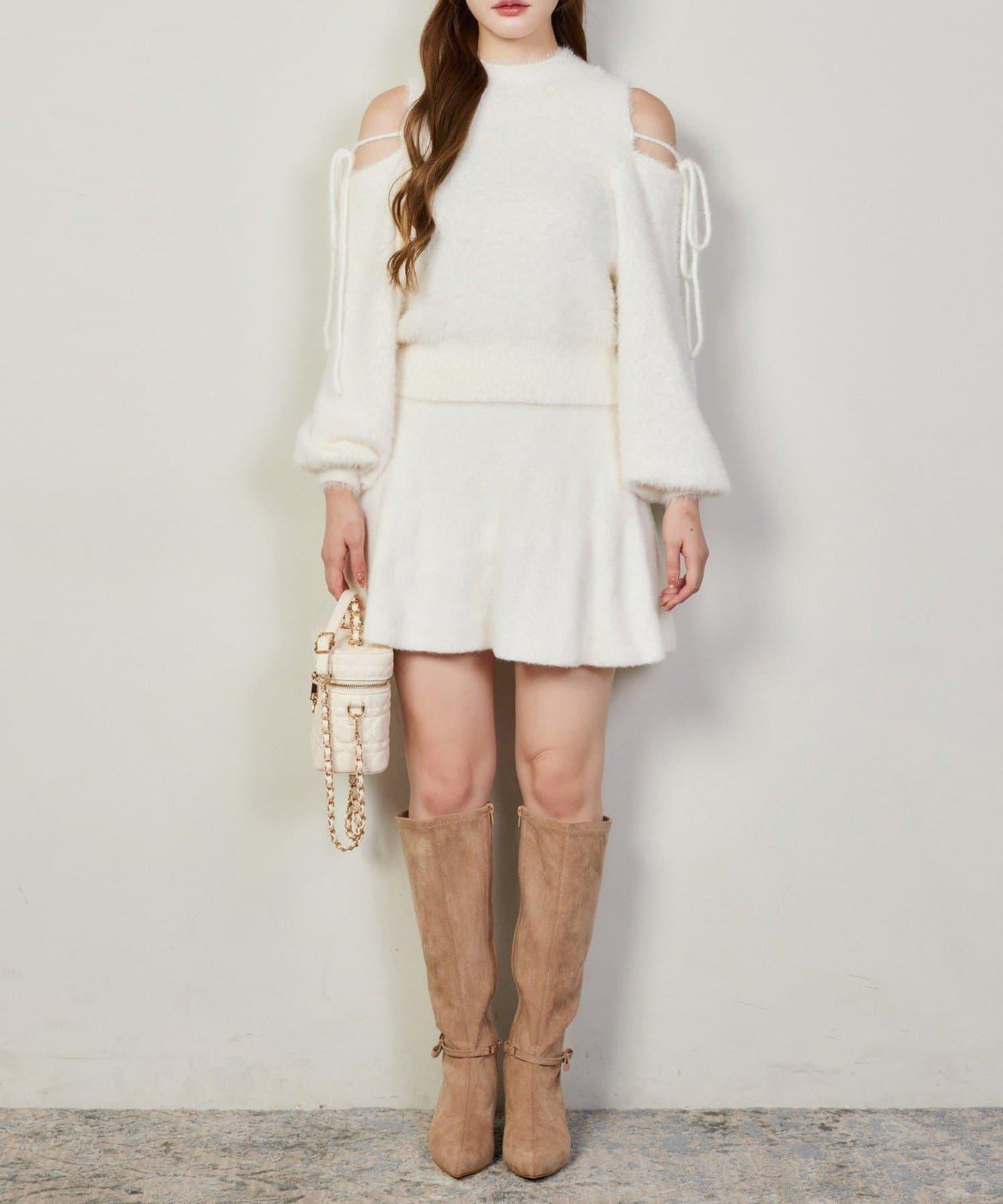 2way露肩長毛針織衫