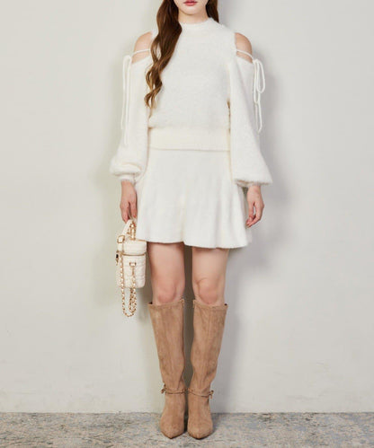 2way露肩長毛針織衫