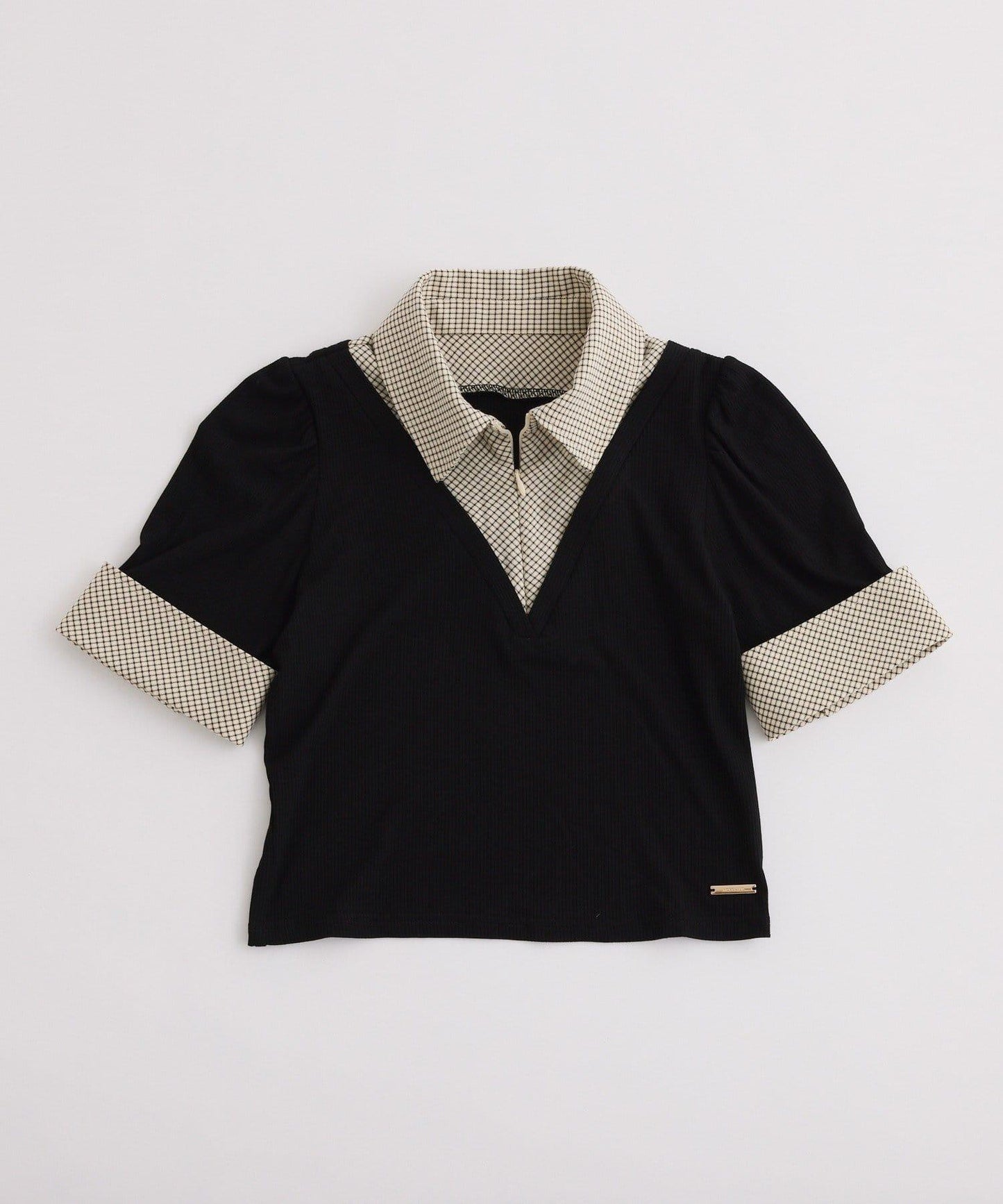 【one after another】拼接格紋上衣