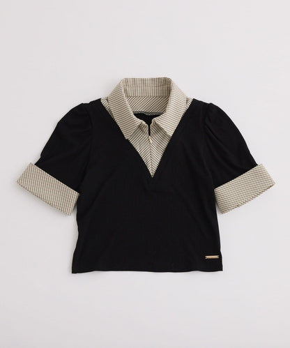 【one after another】拼接格紋上衣