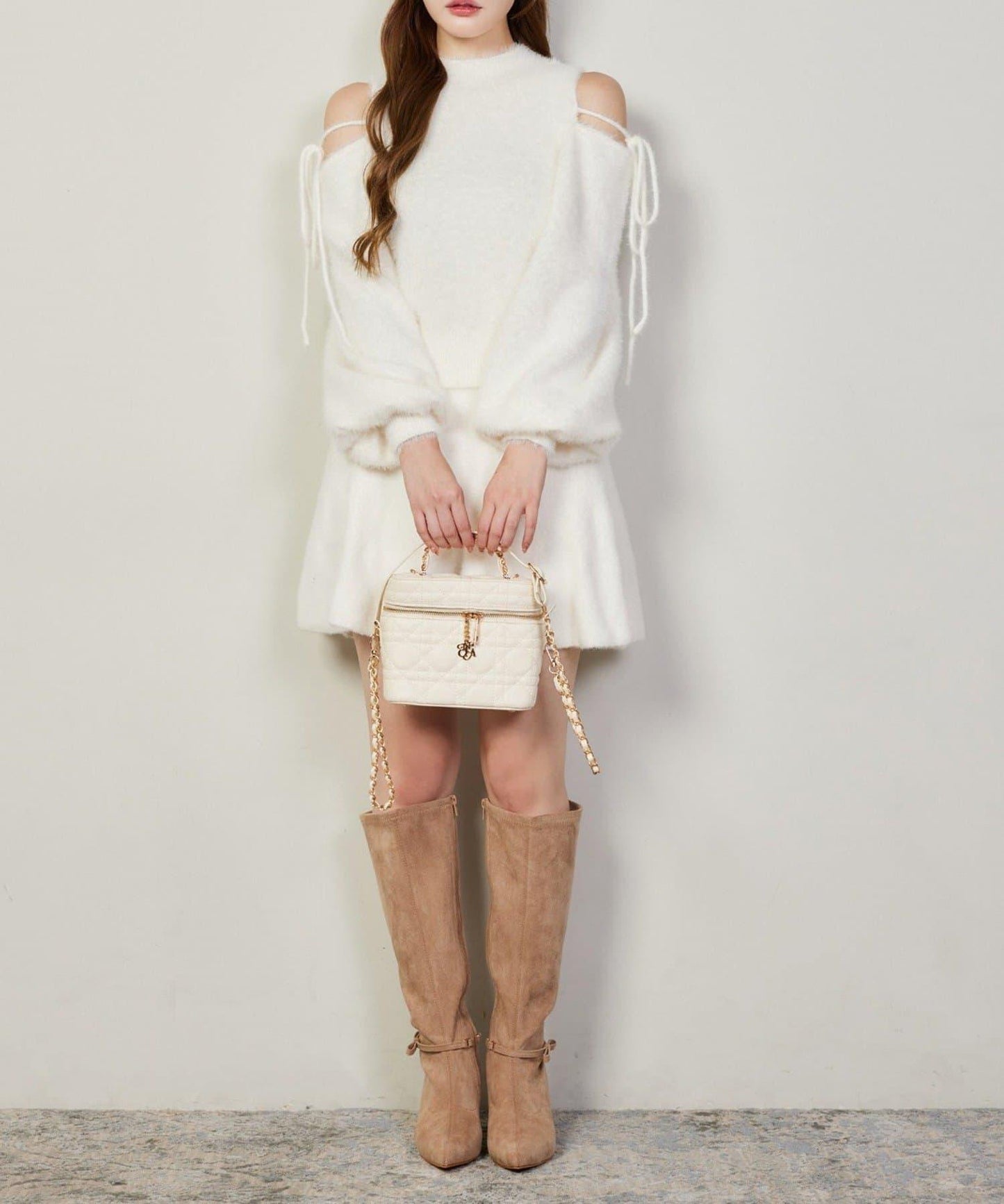 2way露肩長毛針織衫