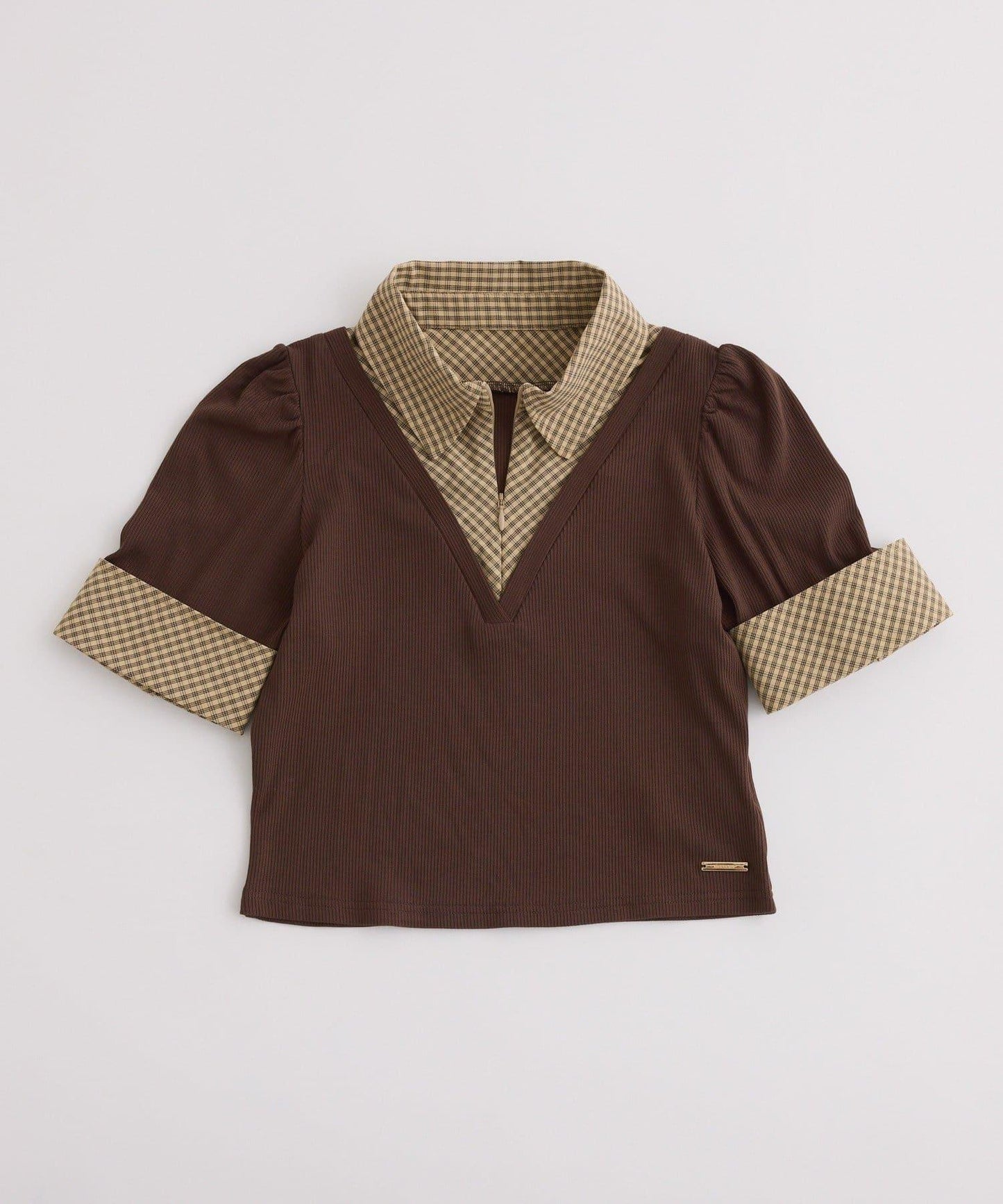 【one after another】拼接格紋上衣