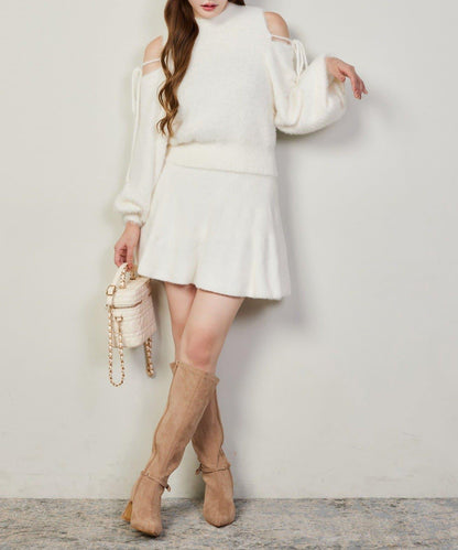 2way露肩長毛針織衫