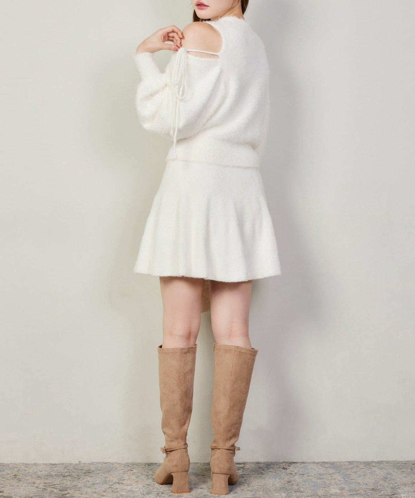 2way露肩長毛針織衫