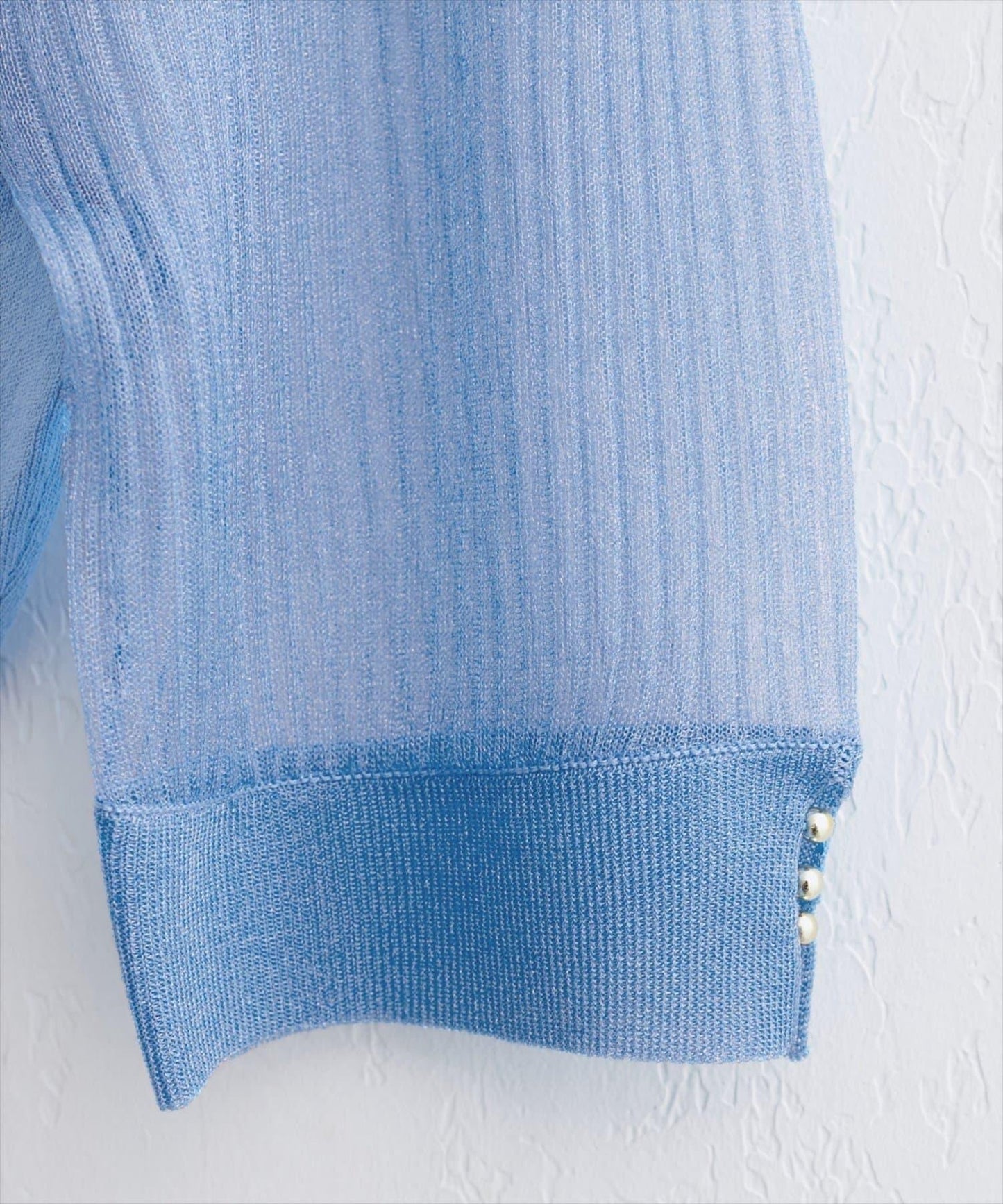 【natural couture】透視羅紋袖金屬釦針織衫