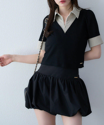 【one after another】拼接格紋上衣