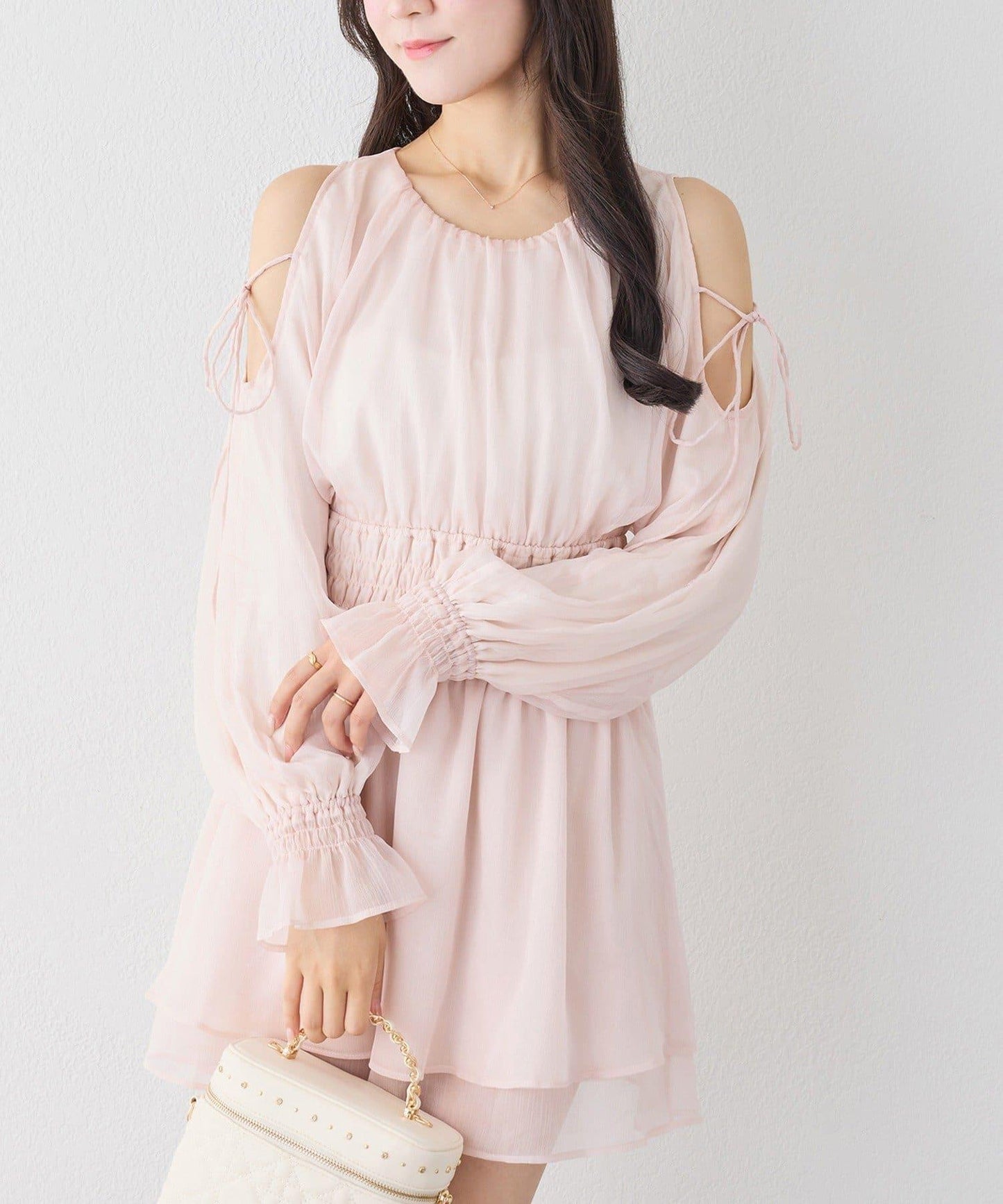 【one after another】露肩抽褶長款上衣