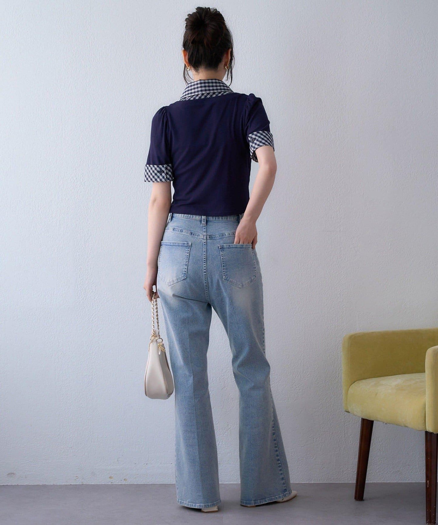 【one after another】拼接格紋上衣