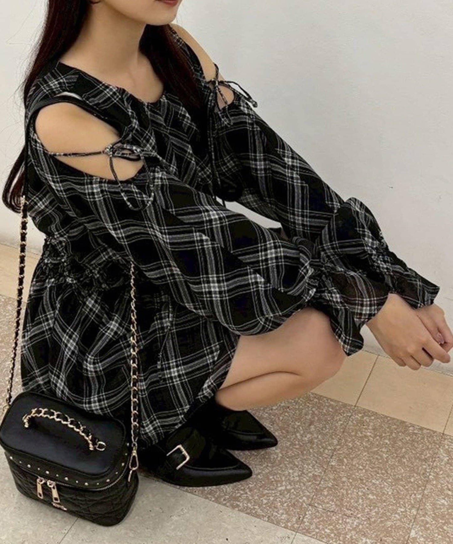 【one after another】露肩抽褶長款上衣