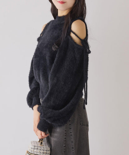 2way露肩長毛針織衫