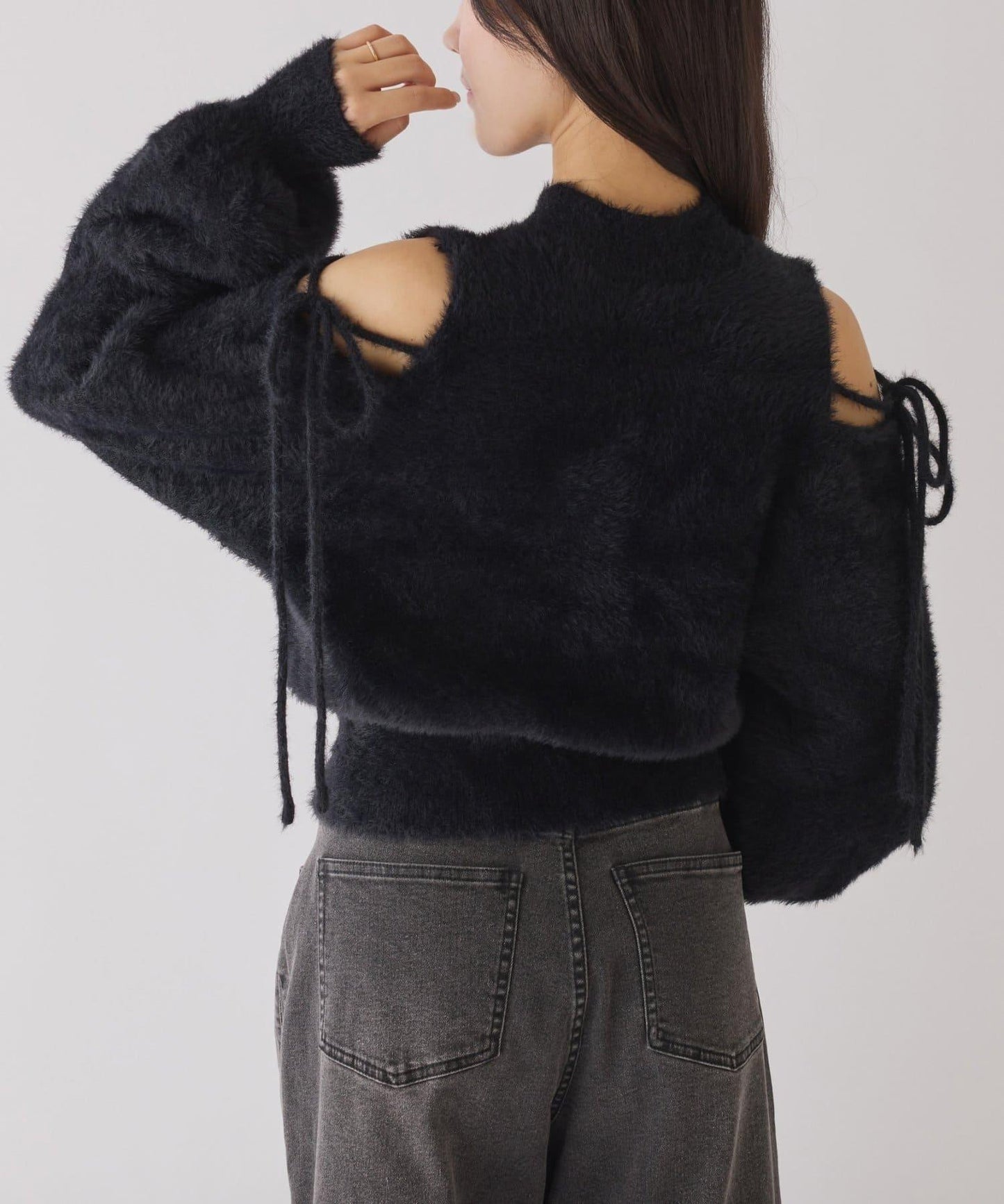 2way露肩長毛針織衫