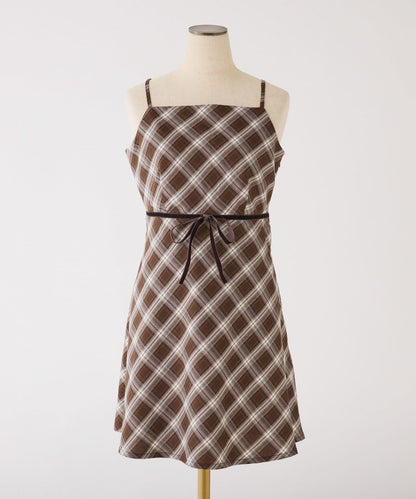 後背繫帶蕾絲吊帶連衣裙