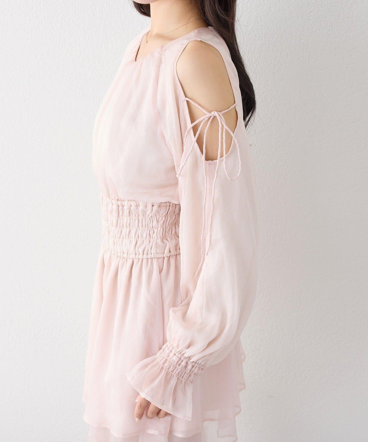 【one after another】露肩抽褶長款上衣