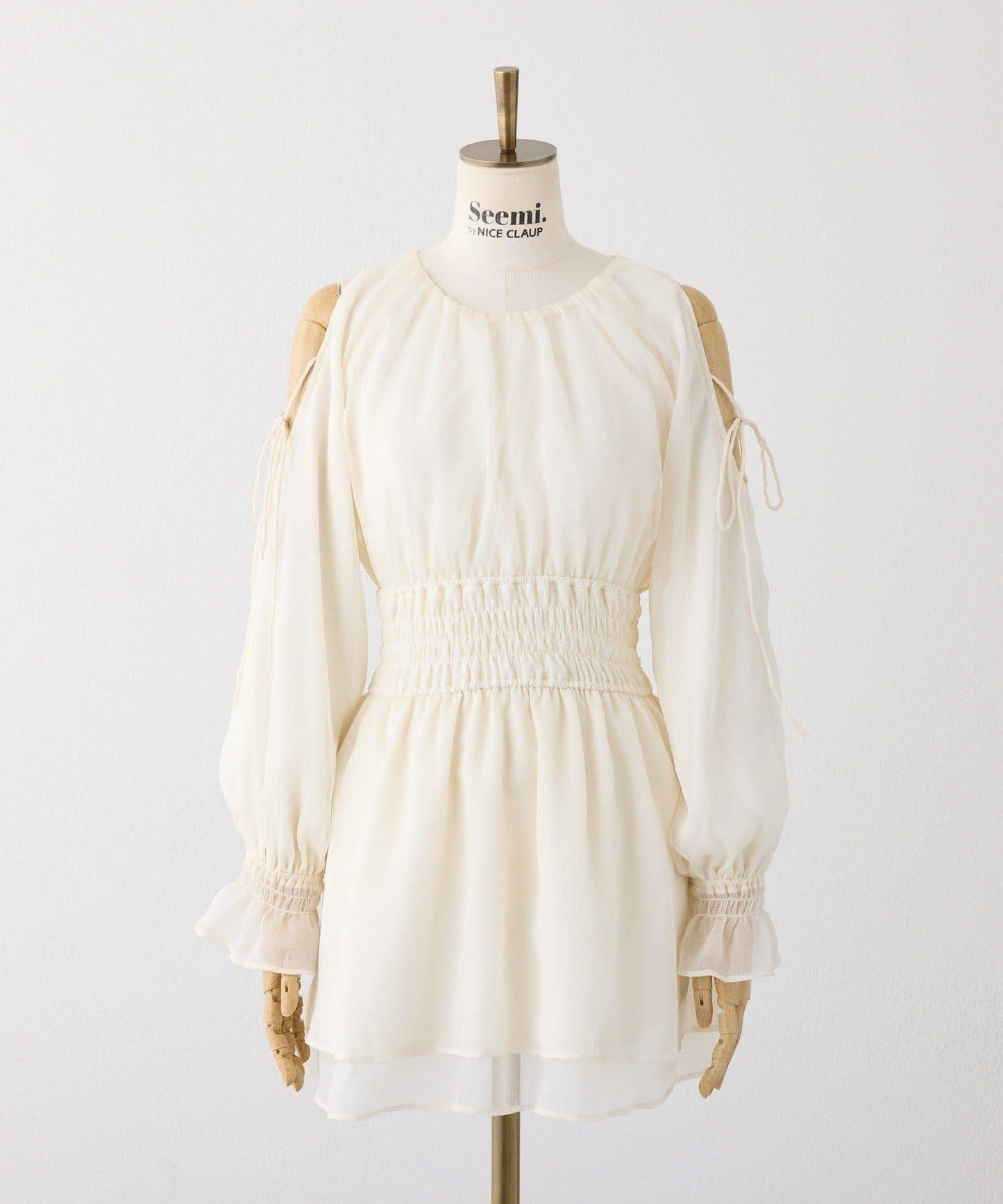 【one after another】露肩抽褶長款上衣