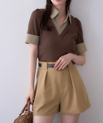 【one after another】拼接格紋上衣